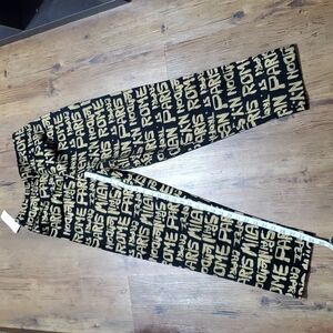 Eric casual gold black graffiti Paris pants new with tags
